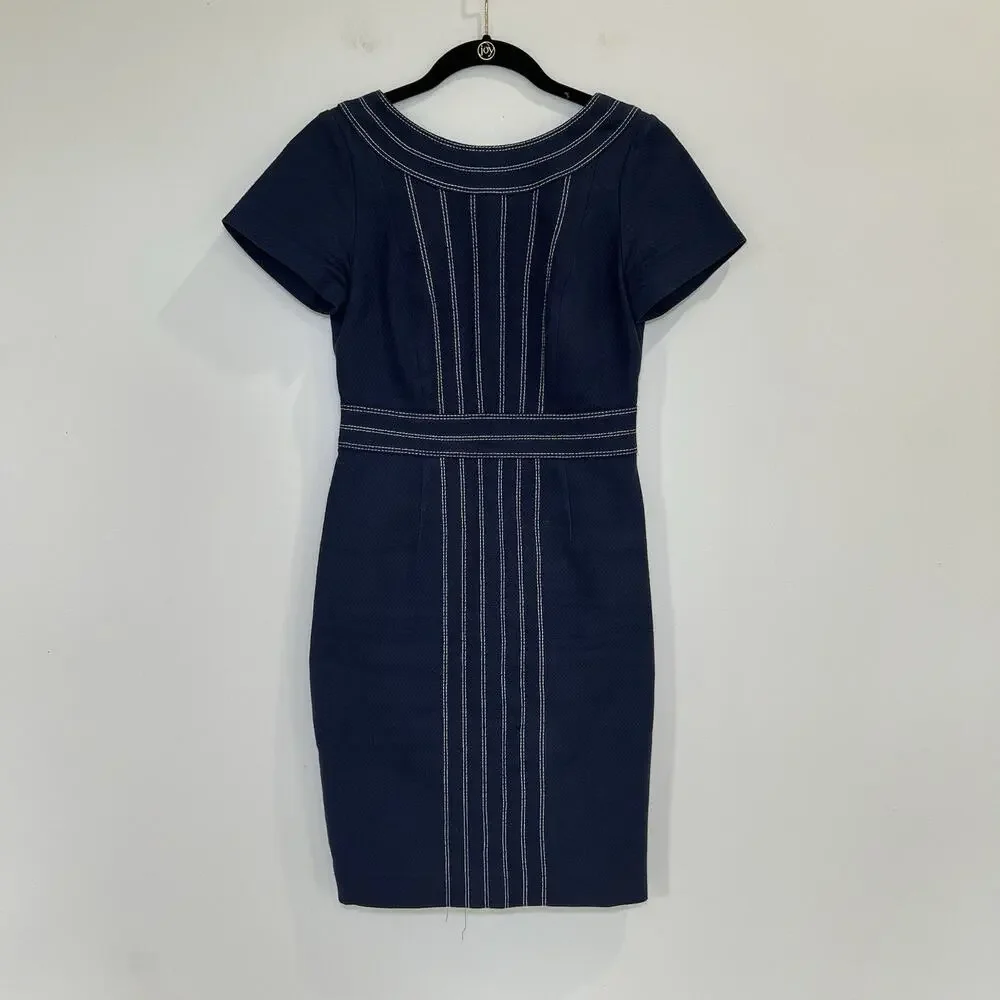 Boden Kitty Sheath Textured Midi Dress Size‎ U.S. 2R UK 6R Navy